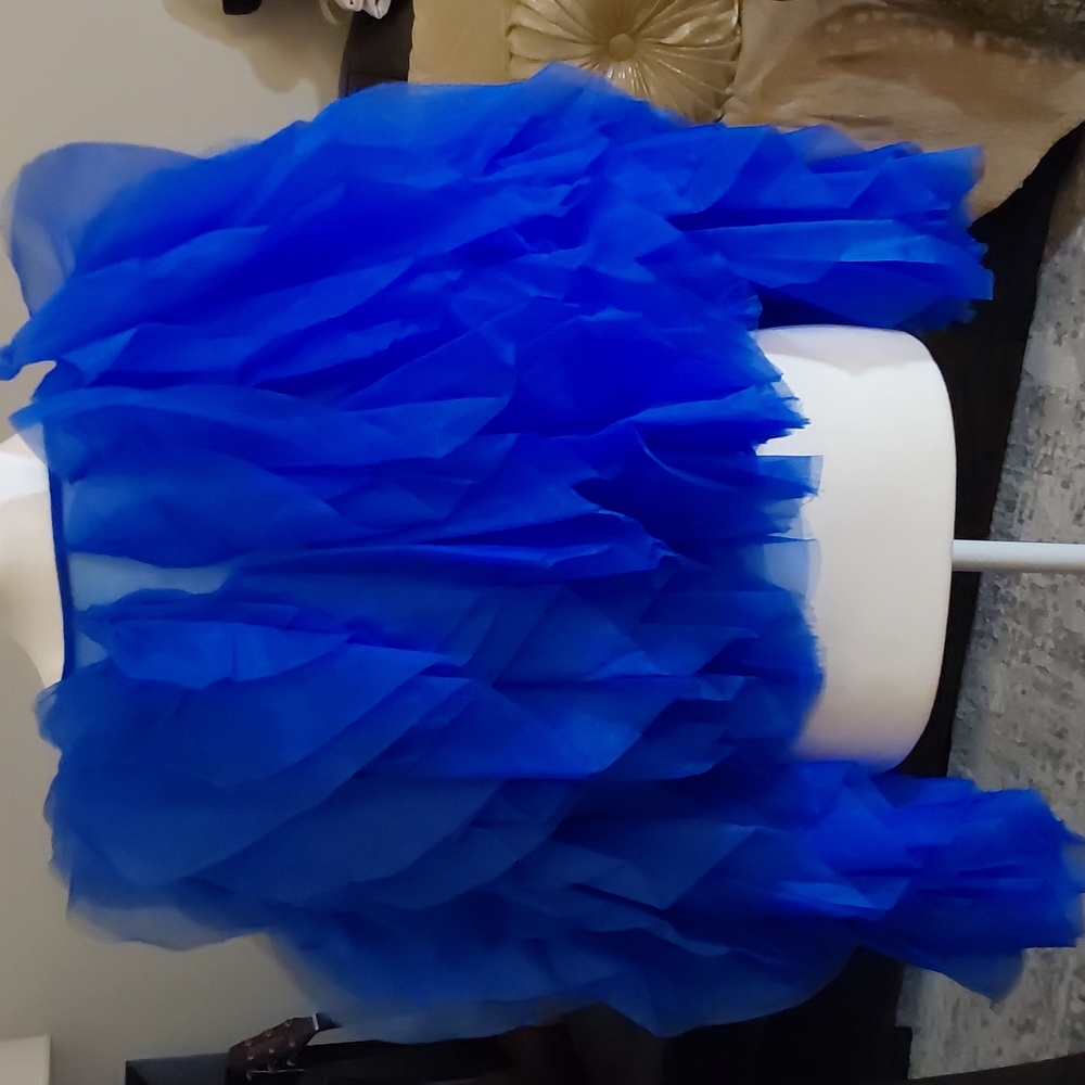 Bright blue ruffled long sleeve top size small